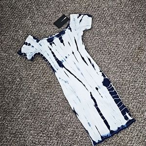*NEW* Blue & White Tie Dye Ribbed Dress